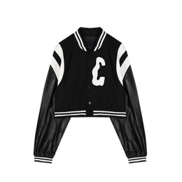 Custom short small jacket pu leather baseball uniform design women's spring American jacket ins trendy long-sleeved top millennial fashion 21st century YK2 millennial style SKBJ026 Custom short small jacket pu leather baseball uniform design women's spring American jacket ins trendy long-sleeved top millennial fashion 21st century YK2 millennial style SKBJ026